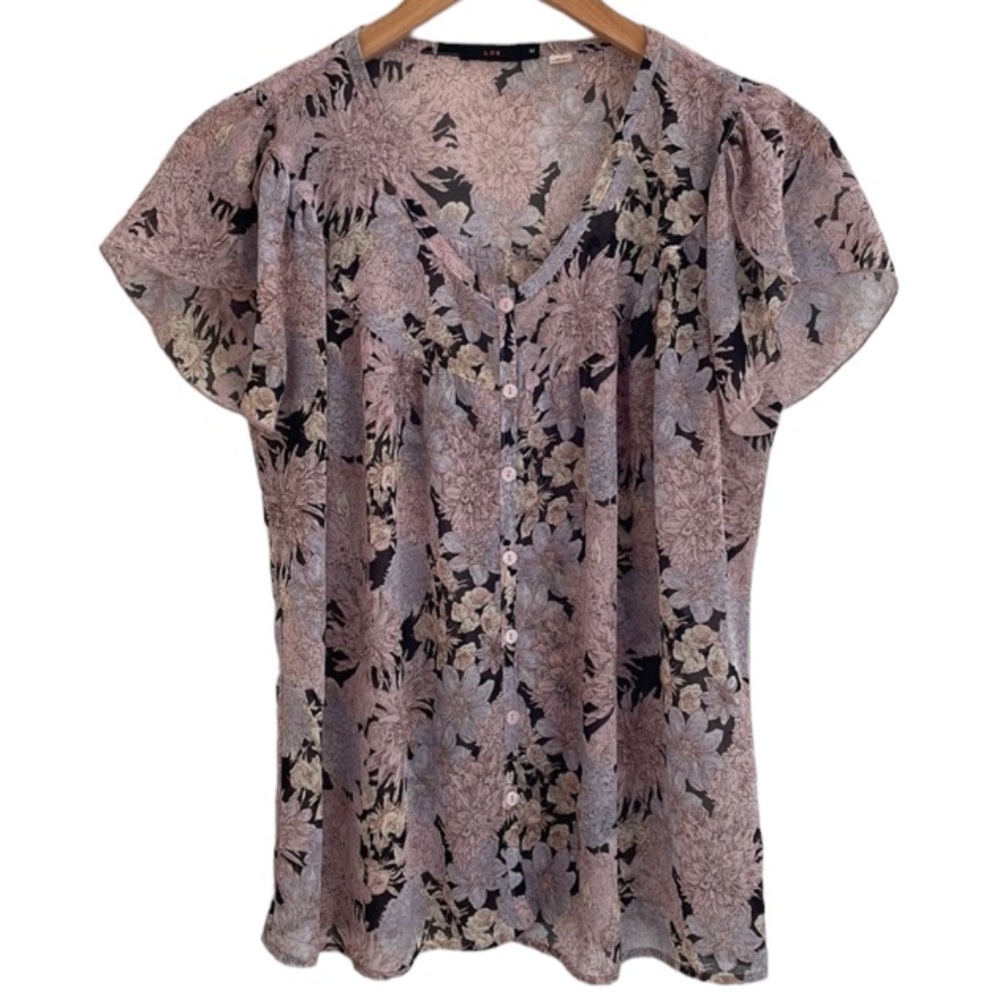 LUX Floral Butterfly Sleeve Top